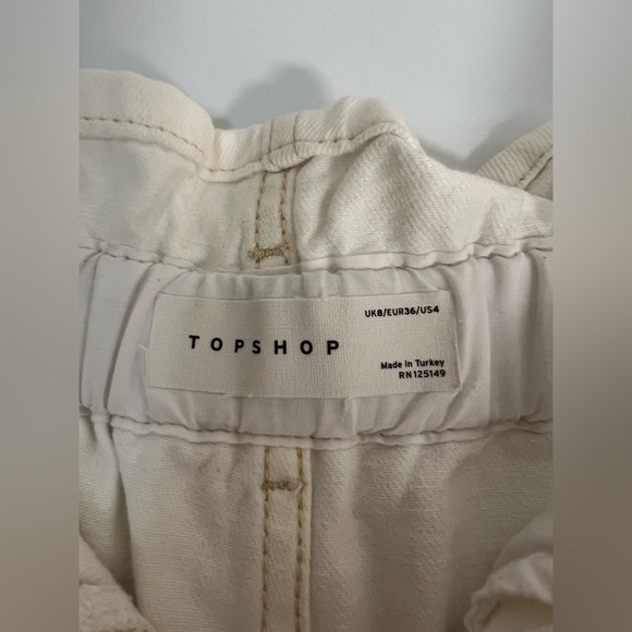 TOPSHOP cream off white color high waisted button fly elastic waist shorts 4 EUC - Picture 4 of 7